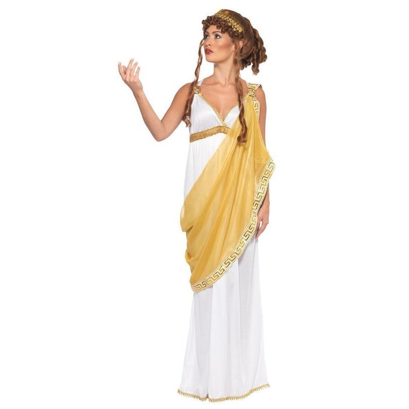 Elegant Helen of Troy Outfit - White/Gold Dress & Tiara Jokers Costume Mega Store Elegant Helen of Troy Outfit - White/Gold Dress & Tiara Jokers Costume Mega Store