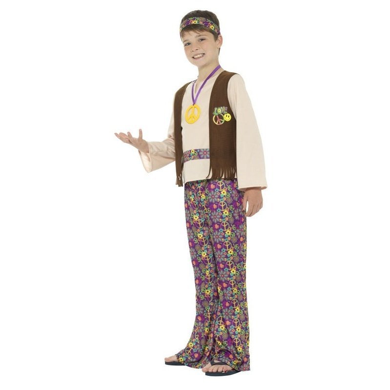 Hippie Boy Costume, with Top, Attached Waistcoat - Jokers Costume Mega Store