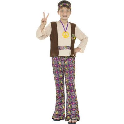 Hippie Boy Costume, with Top, Attached Waistcoat - Jokers Costume Mega Store
