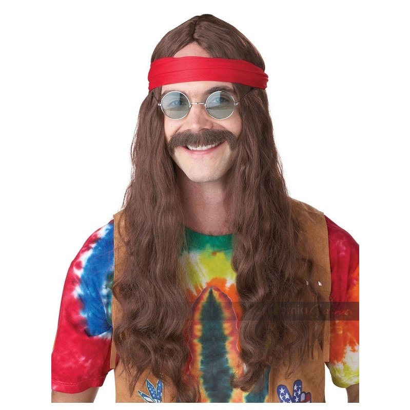 Hippie Man Wig & Moustache - Jokers Costume Mega Store