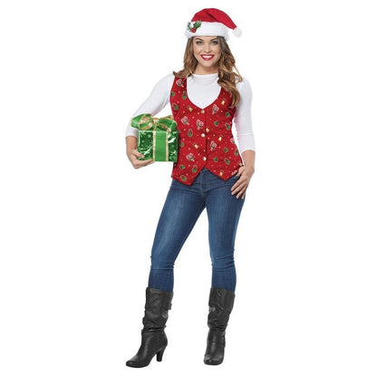 Holiday Vest, Red/Adult - Jokers Costume Mega Store