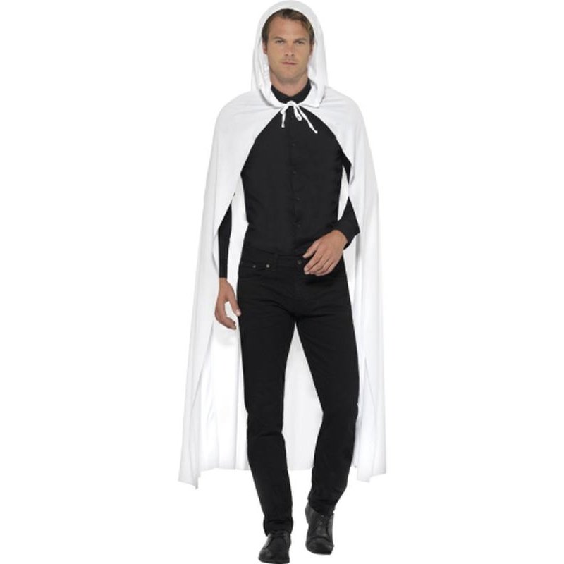 Hooded Cape, White, 191cm - Jokers Costume Mega Store