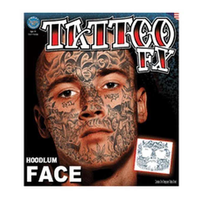 Hoodlum Full Face Temporary Tattoo - Jokers Costume Mega Store