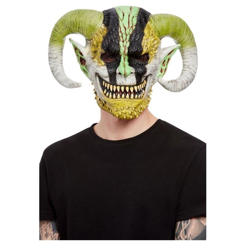Horned Demon Overhead Mask, Latex - Jokers Costume Mega Store