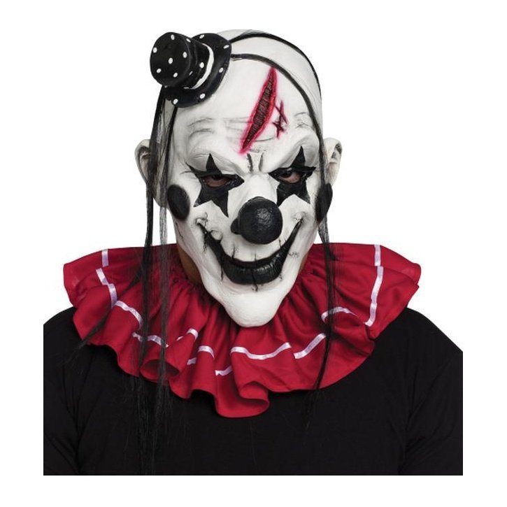 Horror Clown Mask Black And White - Jokers Costume Mega Store