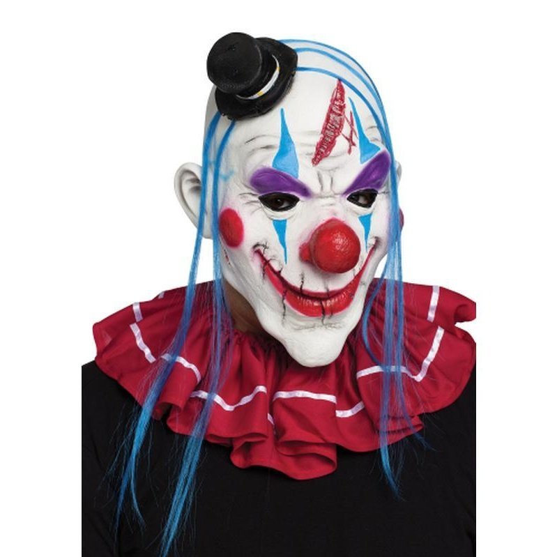 Horror Clown Mask Blue And White - Jokers Costume Mega Store