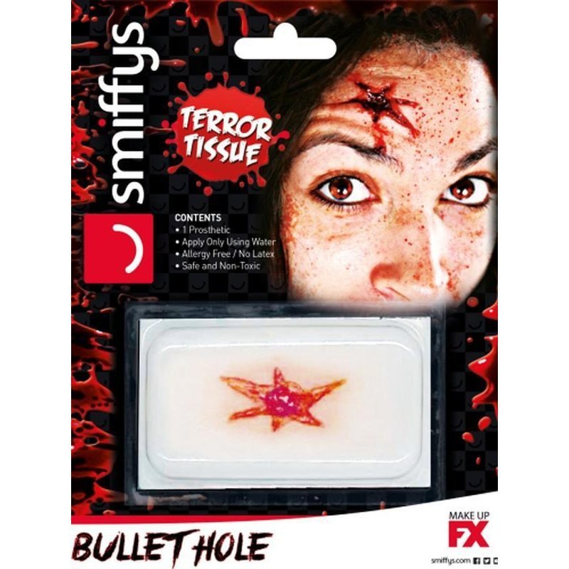 Horror Wound Transfer, Bullet Hole Wound - Jokers Costume Mega Store