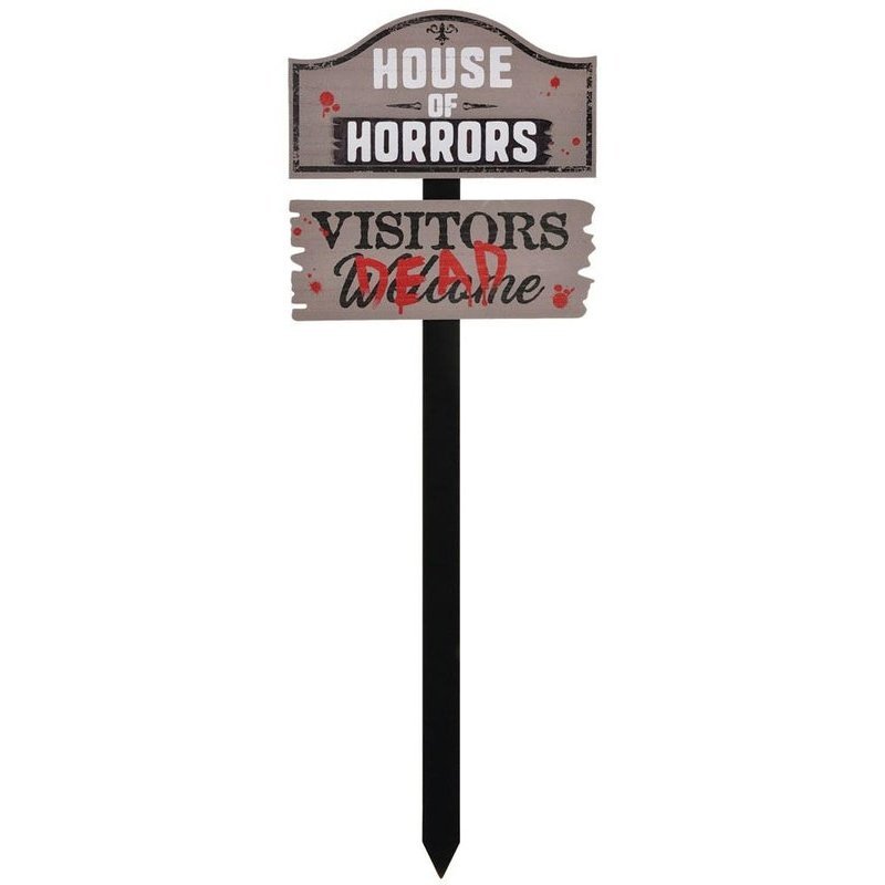 House Of Horrors Mdf Yard Stake - Jokers Costume Mega Store