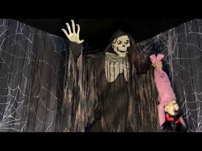 Animated Towering Boogey Man With Kid Prop