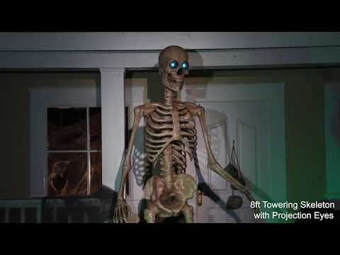 8 Foot Towering Skeleton With Projection Eye