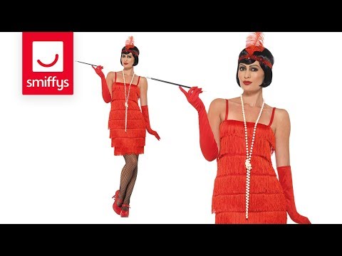 Flapper Costume - Red, with Short Dress