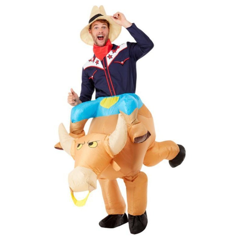 Inflatable Bull Rider Costume, Brown - Jokers Costume Mega Store