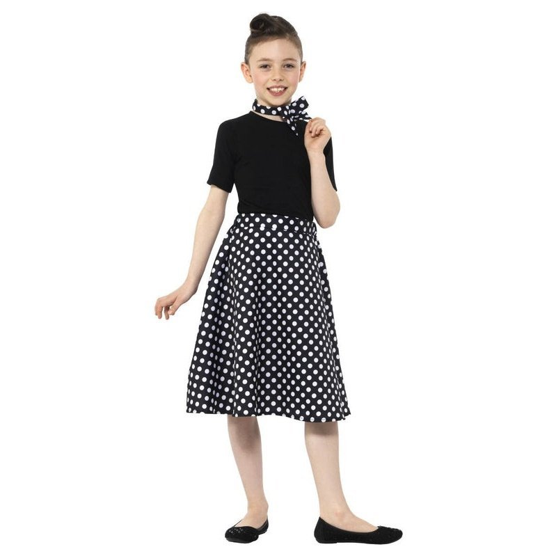 Kids 50s Polka Dot Skirt, Black - Jokers Costume Mega Store