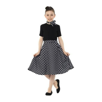Kids 50s Polka Dot Skirt, Black - Jokers Costume Mega Store