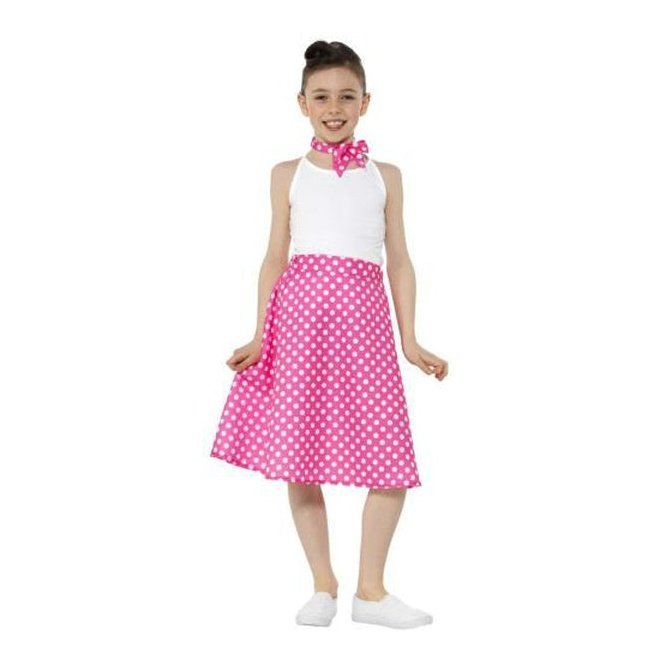 Kids 50s Polka Dot Skirt, Pink - Jokers Costume Mega Store