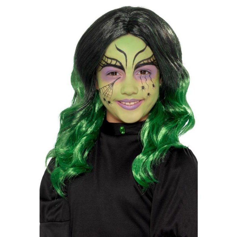 Kids Witch Wig, Black & Green - Jokers Costume Mega Store