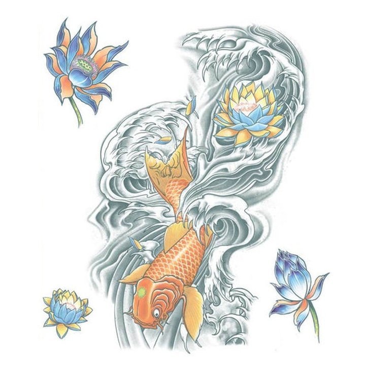 Koi Extra Large Temporary Tattoos - Jokers Costume Mega Store