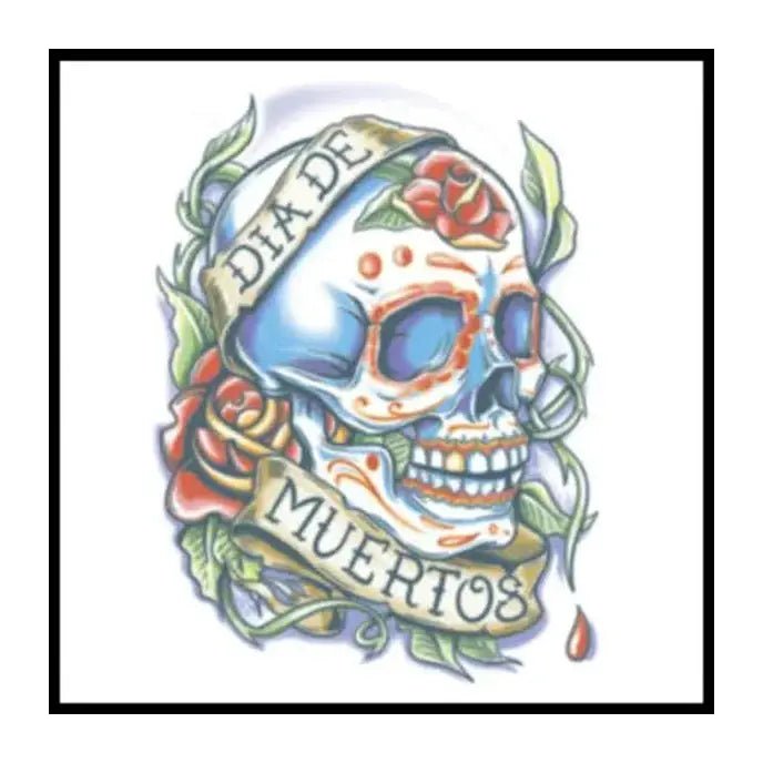 La Rosa Day Of The Dead Temporary Tattoos - Jokers Costume Mega Store