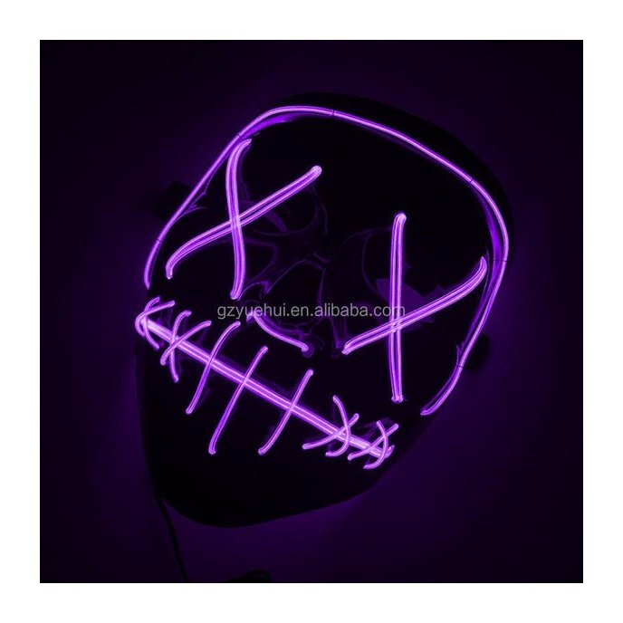 Led Black Purge Mask Various Colours - Jokers Costume Mega Store