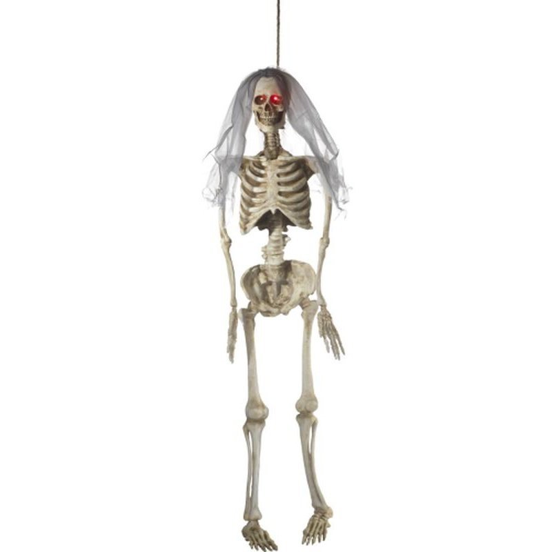 Light Up Latex Hanging Bride Skeleton Decoration, - Jokers Costume Mega Store