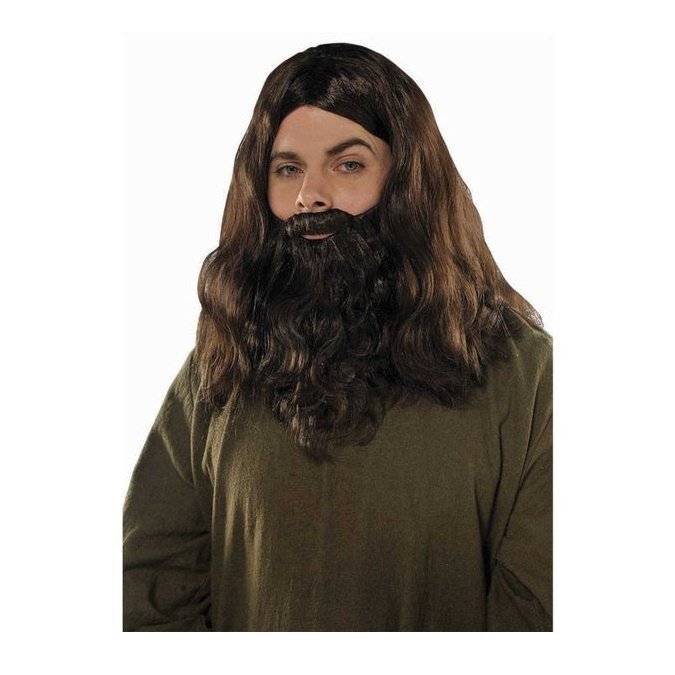 Long Wig And Beard Set Brown - Jokers Costume Mega Store