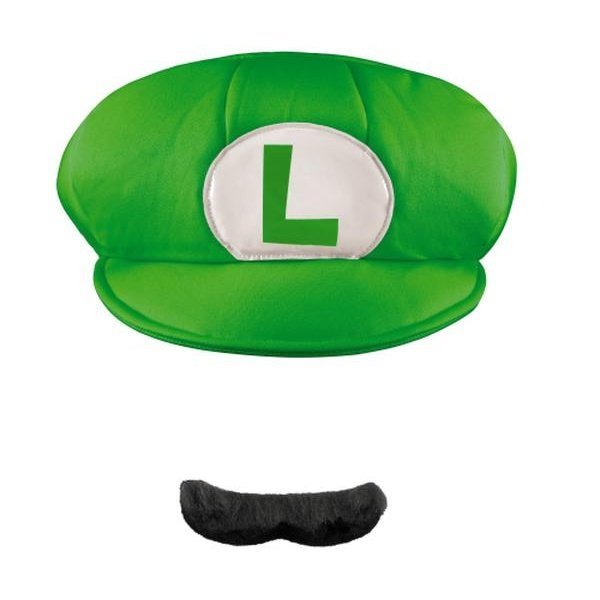 Luigi Adult Hat And Moustache - Jokers Costume Mega Store