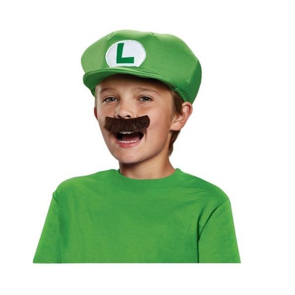 Luigi Child Hat And Moustache - Jokers Costume Mega Store