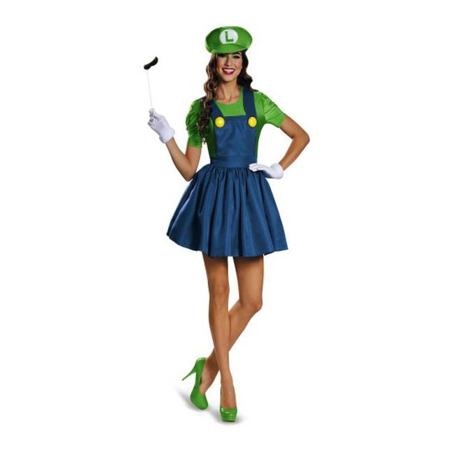 Luigi Skirt Version Adult Costume - Jokers Costume Mega Store