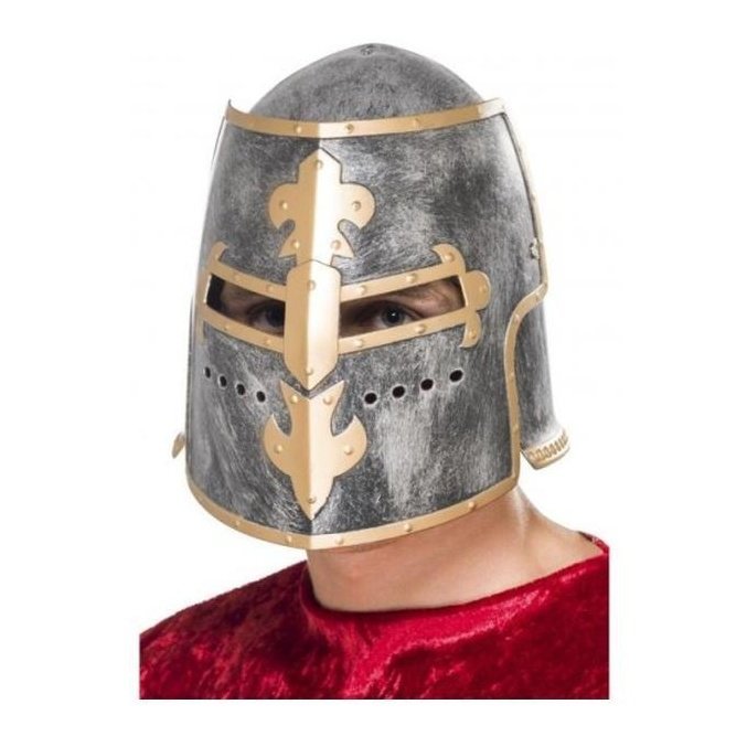 Medieval Crusader Helmet with Moveable Shield for All Ages