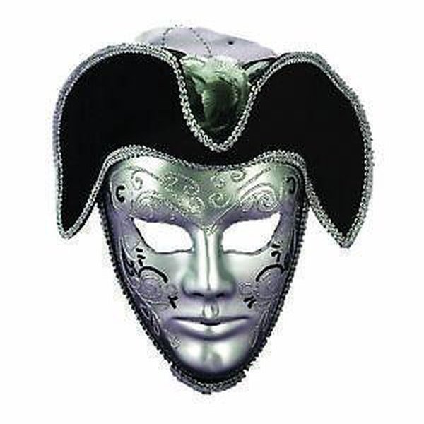 Men's Silver & Black Venetian Mask - Jokers Costume Mega Store
