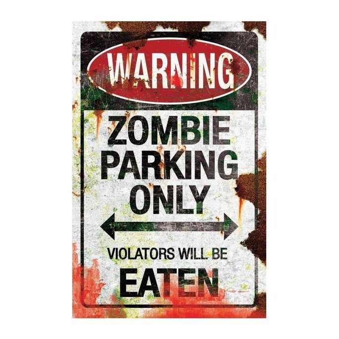 Metal Zombie Parking Sign - Jokers Costume Mega Store