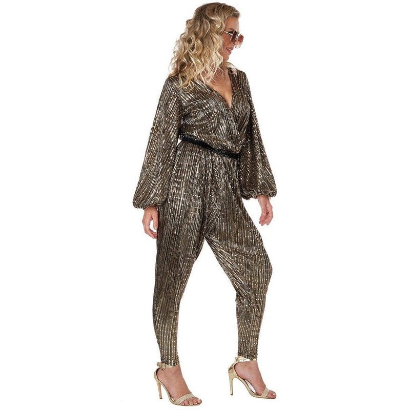 Metallic Gold Disco Queen Women's 1970's Costume - Jokers Costume Mega Store