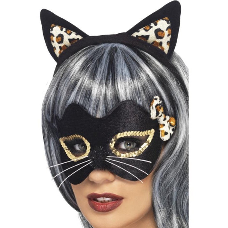 Midnight Kitty Eye Mask & Ear Set - Jokers Costume Mega Store