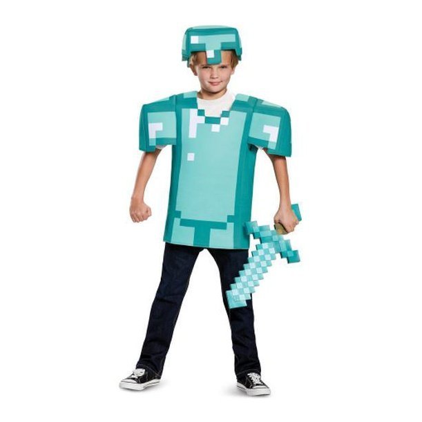 Minecraft Classic Armour Costume for Kids - 3D Top & Headpiece