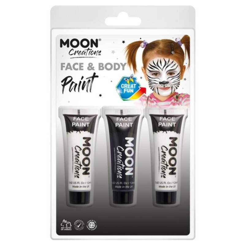 Moon Creations Face & Body Paint, Monochrome-Make up and Special FX-Jokers Costume Mega Store