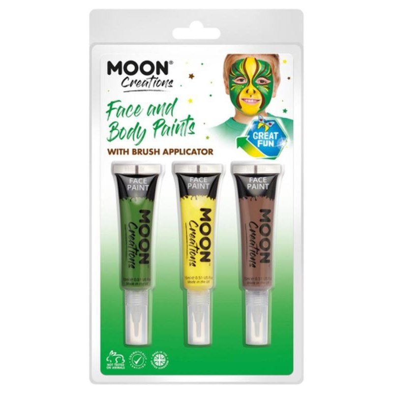 Moon Creations Face & Body Paints and Brush, Jungle-Make up and Special FX-Jokers Costume Mega Store