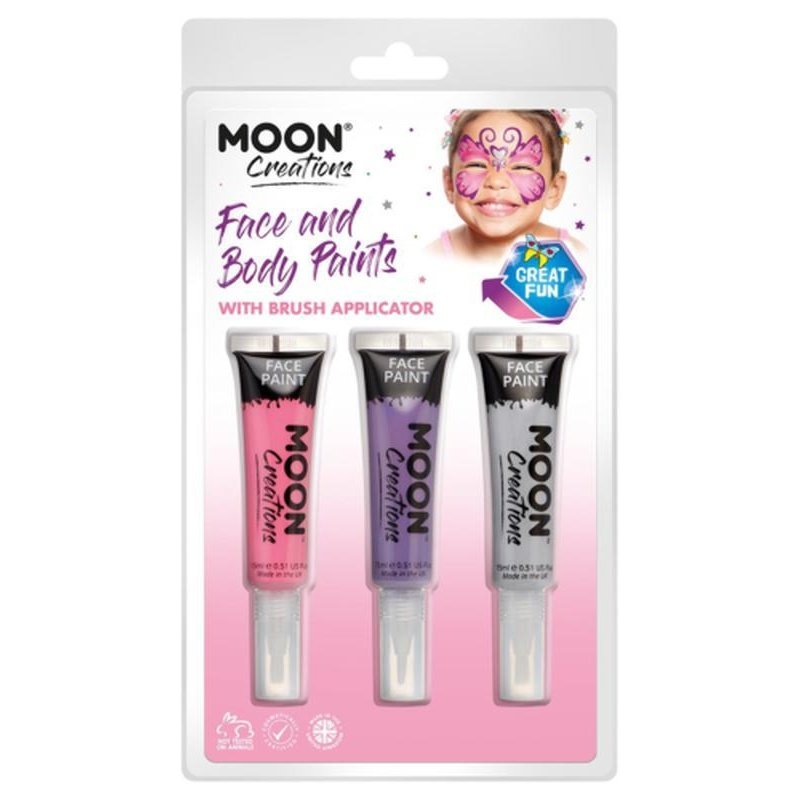 Moon Creations Face & Body Paints and Brush, Princess-Make up and Special FX-Jokers Costume Mega Store