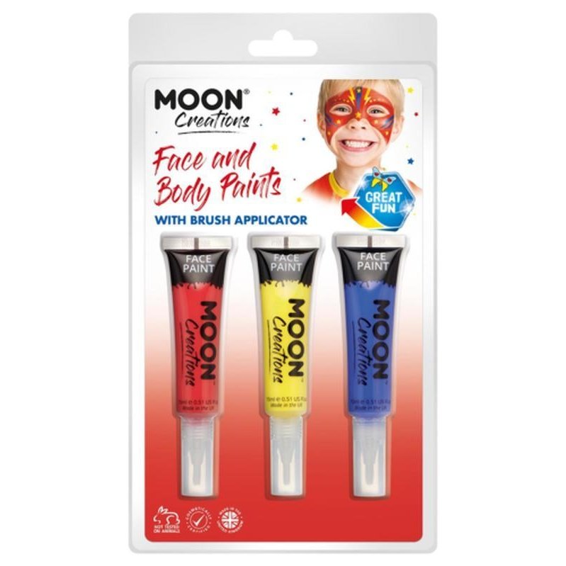 Moon Creations Face & Body Paints and Brush, Superhero-Make up and Special FX-Jokers Costume Mega Store