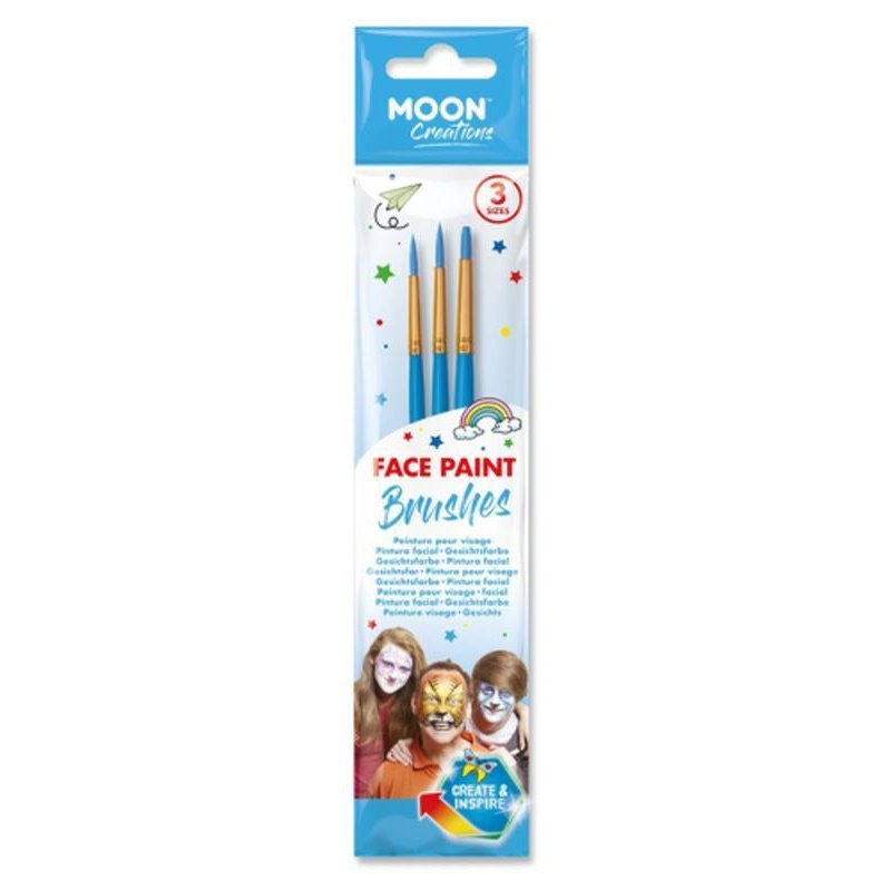Moon Creations Face Paint Brushes, Blue-Make up and Special FX-Jokers Costume Mega Store