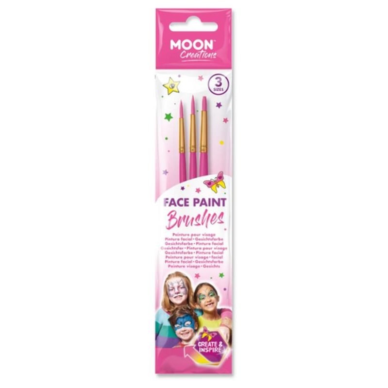 Moon Creations Face Paint Brushes, Pink-Make up and Special FX-Jokers Costume Mega Store