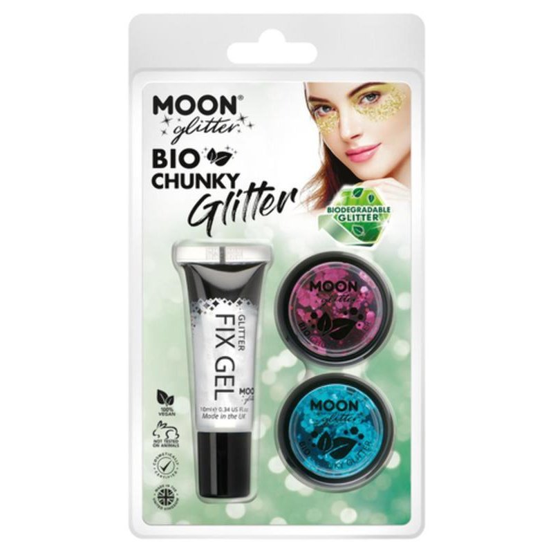 Moon Glitter Bio Chunky Glitter, Dark Rose, Blue-Make up and Special FX-Jokers Costume Mega Store