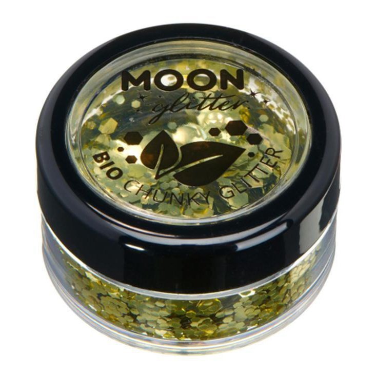 Moon Glitter Bio Chunky Glitter, Gold-Make up and Special FX-Jokers Costume Mega Store
