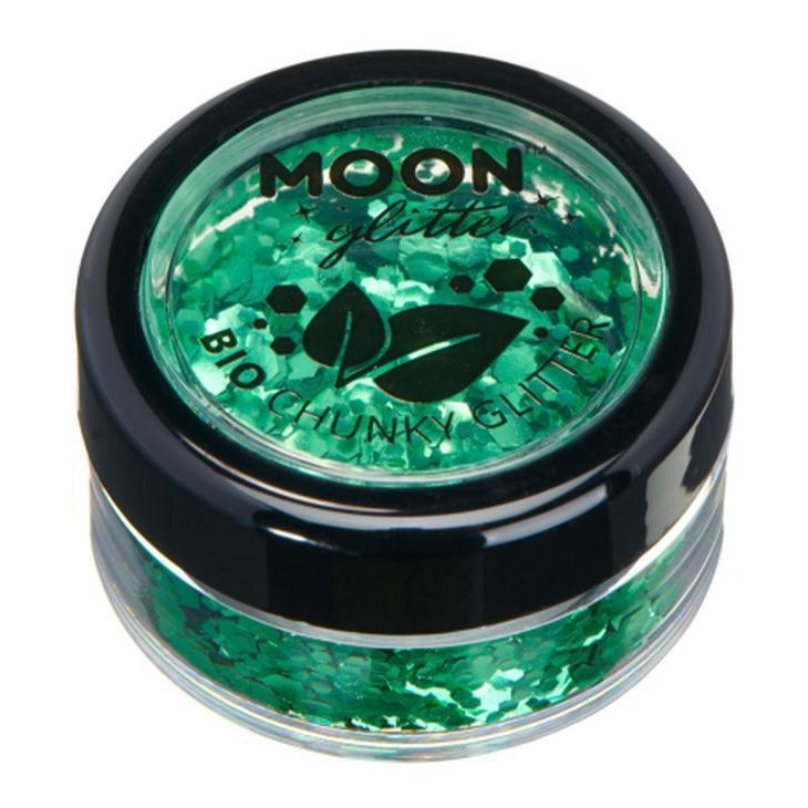 Moon Glitter Bio Chunky Glitter, Green-Make up and Special FX-Jokers Costume Mega Store