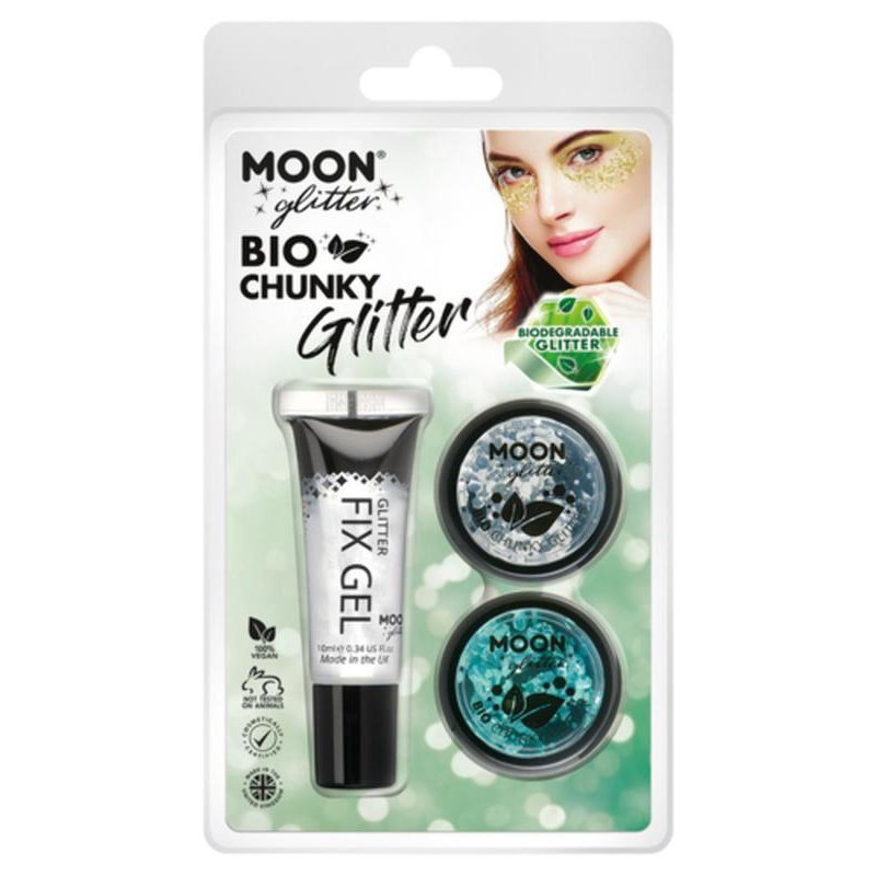 Moon Glitter Bio Chunky Glitter, Silver, Turquoise-Make up and Special FX-Jokers Costume Mega Store