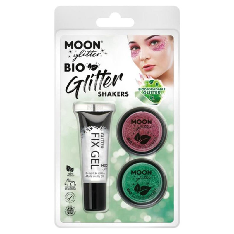 Moon Glitter Bio Glitter Shakers, Pink, Green-Make up and Special FX-Jokers Costume Mega Store