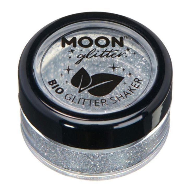 Moon Glitter Bio Glitter Shakers, Silver-Make up and Special FX-Jokers Costume Mega Store