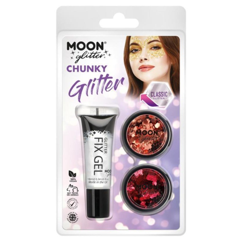 Moon Glitter Classic Chunky Glitter, Copper Bronze, Red-Make up and Special FX-Jokers Costume Mega Store