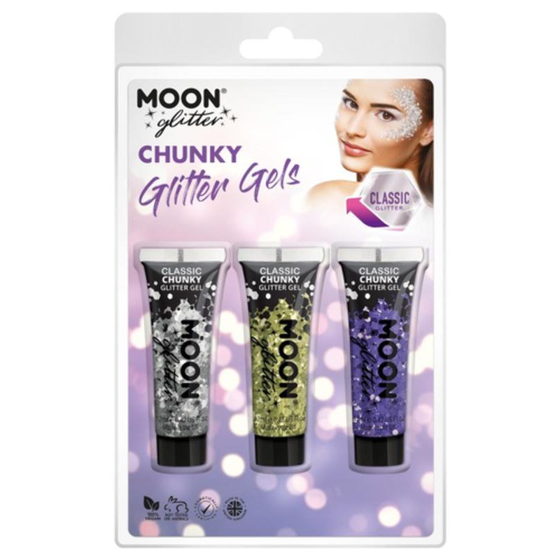 Moon Glitter Classic Chunky Glitter Gel, Silver, Gold, Lavender-Make up and Special FX-Jokers Costume Mega Store