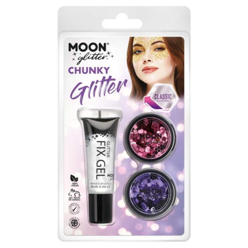 Moon Glitter Classic Chunky Glitter, Pink, Lavender-Make up and Special FX-Jokers Costume Mega Store