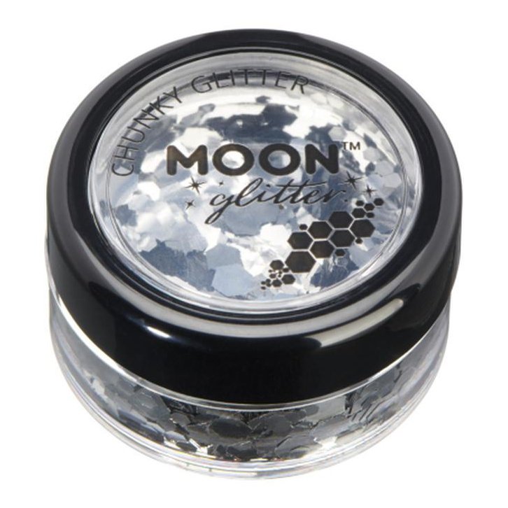 Moon Glitter Classic Chunky Glitter, Silver-Make up and Special FX-Jokers Costume Mega Store